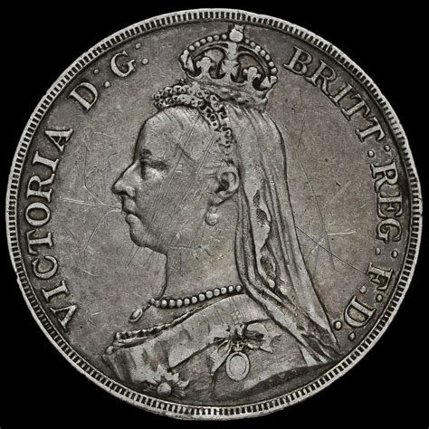 1890 Queen Victoria Jubilee Head Silver Crown VF Details