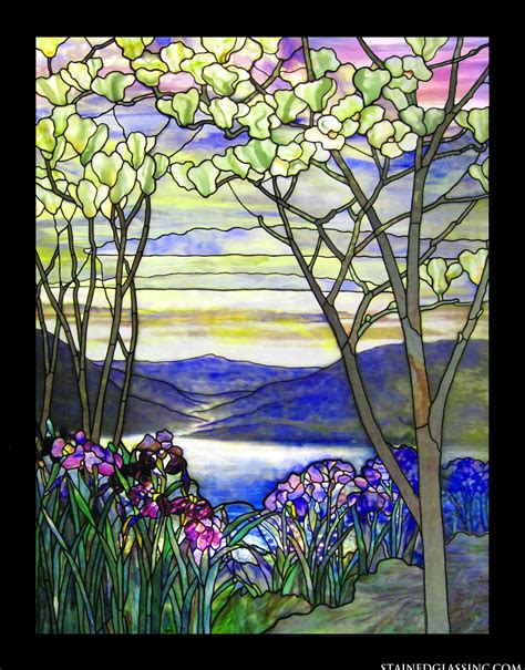 Magnolias And Irises Stained Glass Window