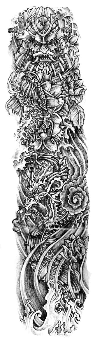 Sleeve tattoo Irezumi Drawing - design png download - 326*1200 - Free ...