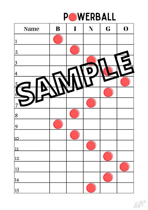 Powerball Number Sheet