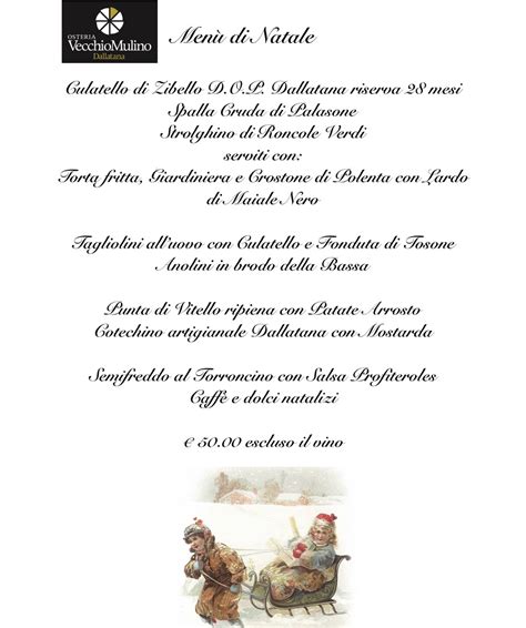 MENU DI NATALE 2021 Osteria Vecchio Mulino Dallatana Ristorante