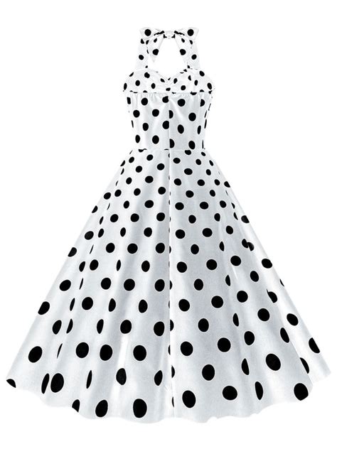 1950s Polka Dot Halter Swing Dress Retro Stage