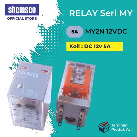 Jual 12v 24v DC 110v 220v AC 5A Relay MY2N Shemsco Socket 8 Pin PYF MY2