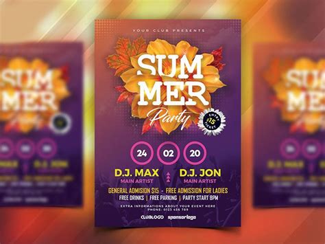 Free Download Cool Summer Party Flyer Template Design Psd Flyers