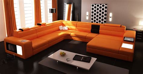 Extra Large Contemporary Sectional Sofa In Copper With End Table