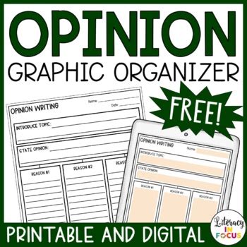 Opinion Writing Graphic Organizer Argumentative Writing Template Free