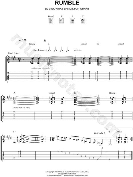 Link Wray Rumble Guitar Tab In C Major Download And Print Sku