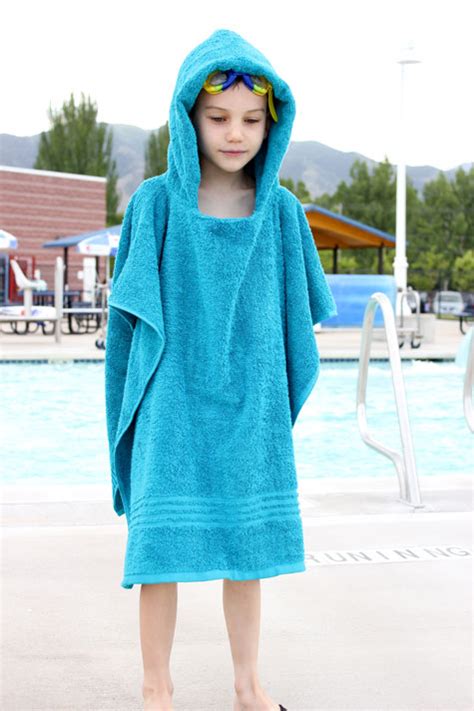 Blue: Hooded Towel Poncho