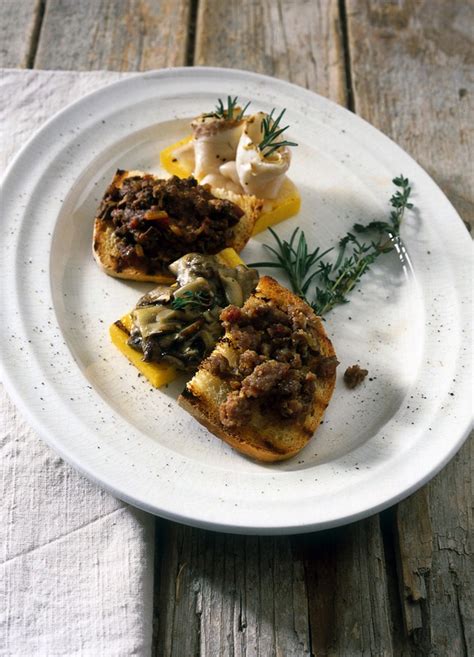 Ricetta Crostini Di Polenta Con Funghi E Pancetta O Lardo