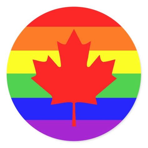 Canada Country Gay Proud Rainbow Flag Classic Round Sticker Zazzle