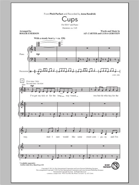 Cups | Sheet Music Direct