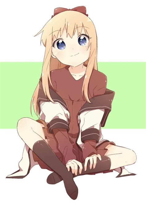 Safebooru 1girl Bafarin Black Legwear Blonde Hair Blue Eyes Bow