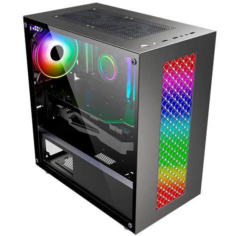 Gabinete Yaguaret FLICKER Negro LED RGB Cristal Templado Micro