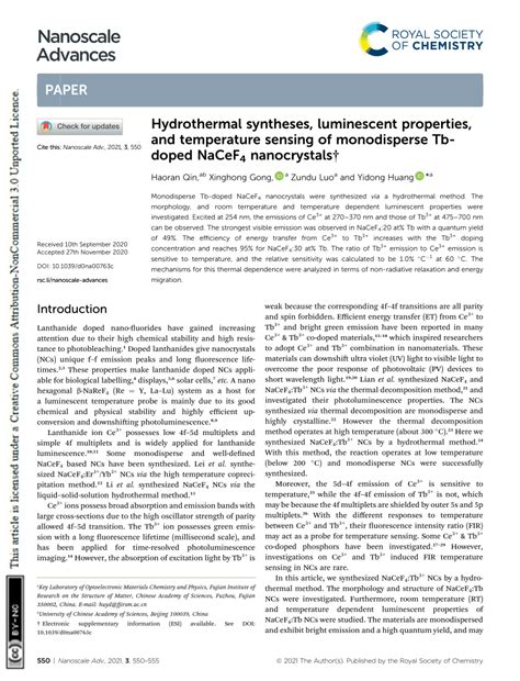 Pdf Hydrothermal Syntheses Luminescent Properties And Temperature