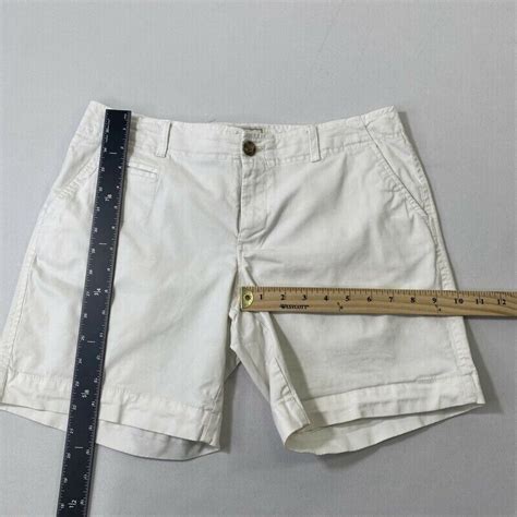 Old Navy Chino Shorts Women S 8 White Cotton Stretch 7 Inseam Slash Pockets Ebay