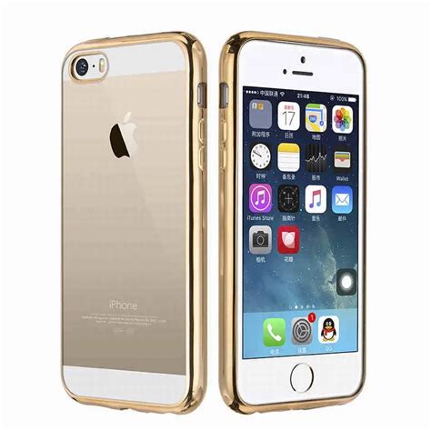 For telefoon hoesjes iPhone 5S Case bling plating border frame Clear ...
