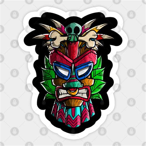 Tiki Mask Cartoon Tiki Mask Sticker Teepublic