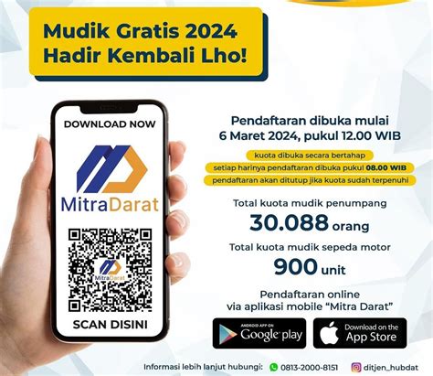 Pendaftaran Program Mudik Gratis Kemenhub Via Aplikasi Mitradarat