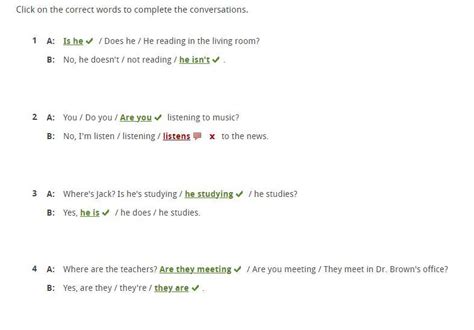 Click On The Correct Words To Complete The Conversations Brainly Lat