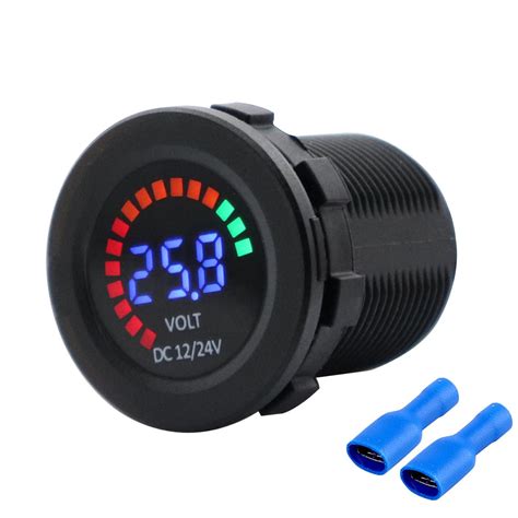 12 24V Color LED DC Digital Voltmeter Waterproof Tester With Low