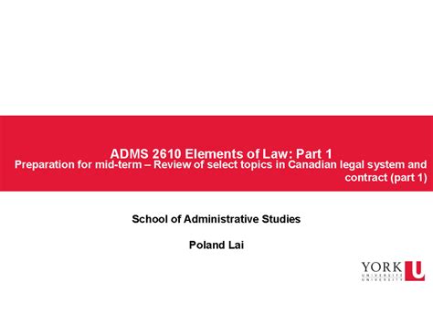 Midterm Review Part 1 Lecture Slides ADMS 2610 Elements Of Law