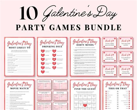 Galentines Day Games Bundle Valentines Day Party Games Adult