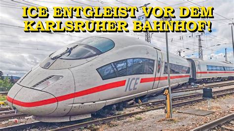 ICE ENTGLEIST AM BAHNHOF KARLSRUHE ZUG SPRINGT BEI RANGIERFAHRT AUS