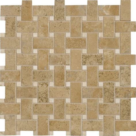 12 X12 Walnut Dark Honed Filled Basket Weave Rustic Mosaic