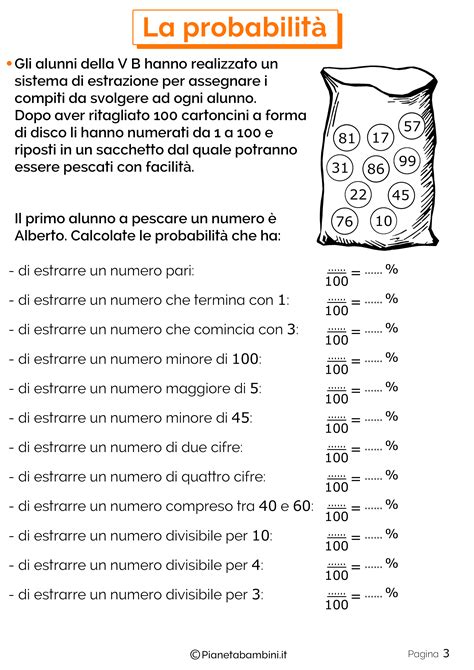 La Probabilità Esercizi per la Scuola Primaria PianetaBambini it