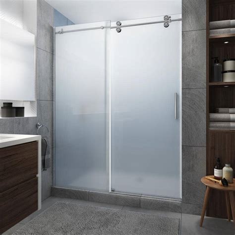 Aston Langham Xl 56 In 60 In X 80 In Frameless Sliding Shower Door With Ultra Bright