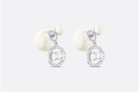 Dior Tribales Earrings Silver Finish Metal With White Resin Pearls And Silver Tone Crystals Dior