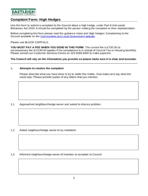 High Hedges Complaint Instructions Doc Template PdfFiller