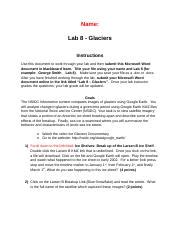 Lab 8 Glaciers Doc Name Lab 8 Glaciers Instructions Use This