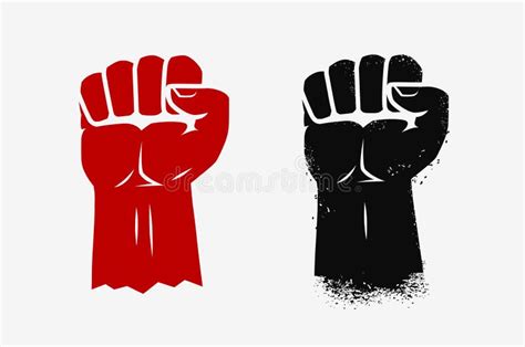 Clenched Fist Raised Up Sketch Vector Illustration Stock Vector