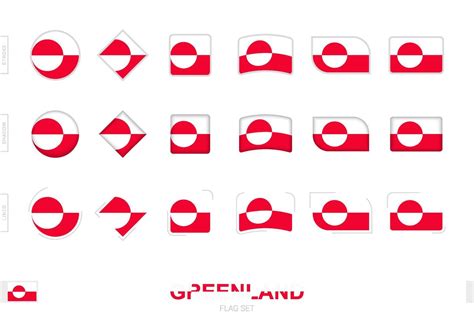 Greenland Flag Set Simple Flags Of Greenland With Three Different