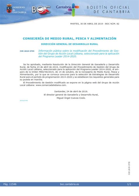 Información pública sobre la modificación del Procedimiento de Gestión