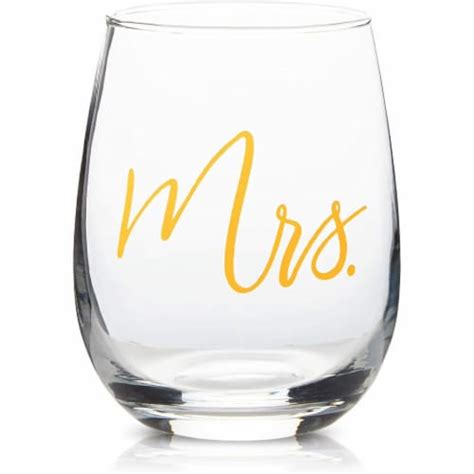 Mr And Mrs Stemless Wine Glasses Approximate 16 Ounce Capacity Set