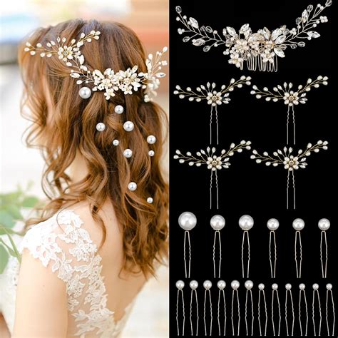 Amazon XLSXEXCL 23 Pcs Gold Bridal Wedding Hair Comb Pearl Hair