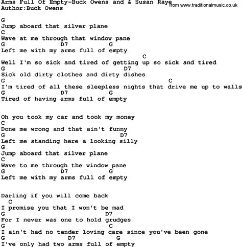 Country Music Arms Full Of Empty Buck Owens And And Susan Raye Lyrics And Chords