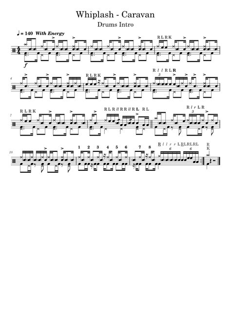 Whiplash Caravan Intro Sheet Music For Drum Group Solo