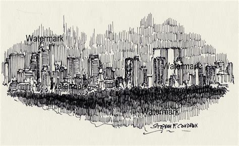 Manhattan Skyline 831a Pen And Ink Cityscape Drawing • Stephen Condren