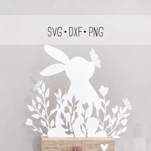 Plotterdatei SVG DXF PNG Hase In Blumen Aus Papier Zum Selber Basteln