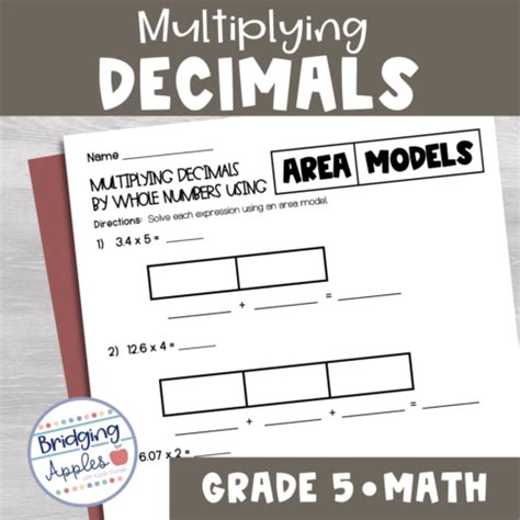 Multiplying Decimals By Whole Numbers Using Area Models Classful