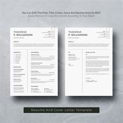 Resume Template Cv Template Matching Cover Letter Minimal Resume Templates Creative And