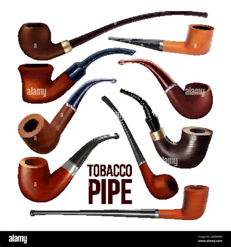 Tobacco Pipes Vintage Wooden Smoke Tool Set Vector Stock Vector Image