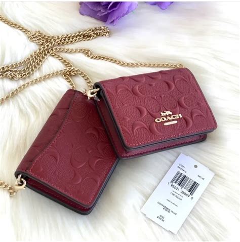 Guaranteed Original Coach Mini Wallet On A Chain In Signature Leather