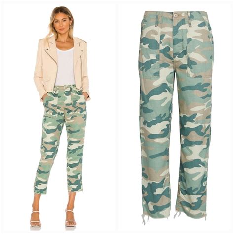 Mother Pants And Jumpsuits Mother Shaker Chop Crop Camo Pants Green