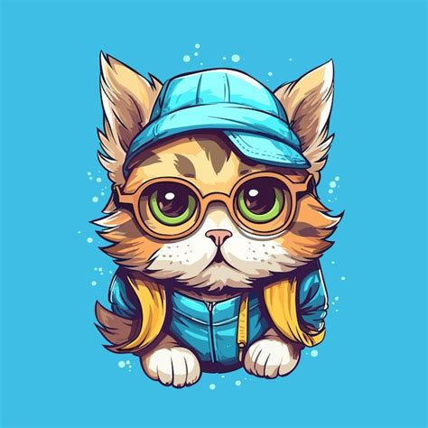 Premium Vector Cute Cat Character Illustration Cat Wearing Jacket