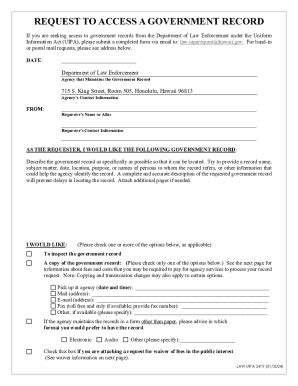 Fillable Online Uipa Request To Access A Government Record Form Fax