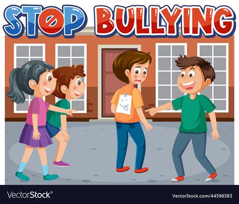 Stop bullying text with school kids Royalty Free Vector